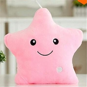 XuBa LED Star Luminous Pillow Peluche Cute Soft Plush LED Colorful Flash Light Star Pillow Cushion Stuffed Plush Toys for Girls Pink