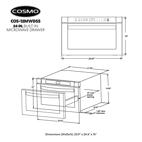 COSMO COS12MWDSS 24 in. Builtin Microwave Drawer with Automatic