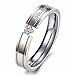 LAVUMO Him Her Couple Rings Stainless Steel Anniversary Engagement Promise Wedding Band My Love CZ