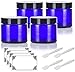 JUVITUS 2 oz Cobalt Blue Glass Straight Sided Jar With Black Smooth Lids Airtight, Smell Proof, BPA Free (4 pack)