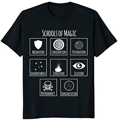 Schools of Magic Types RPG Fantasy T shirt