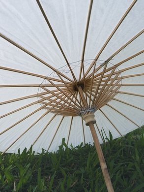 Quasimoon PaperLanternStore.com 32" White Paper Parasol Umbrella