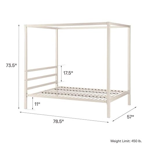 DHP Modern Metal Canopy Platform Bed with Minimalist Headboard and Four