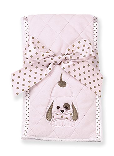 Bearington Baby Wiggles Puppy Burp Cloth (Pink) 14" x 18.5"