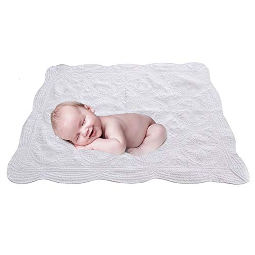 White Baby Quilts Heirloom Baby Quilt, 100 Cotton Embossed Quilted Baby Quilt, 36" × 46