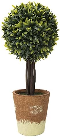 RUOPEI Artificial Boxwood Topiary Ball Tree in Planter – 16.5” Realistic Fake Plastic Greenery Plant for Home Shelving, Office Desks, Event Tabletop, Counter Top Decor