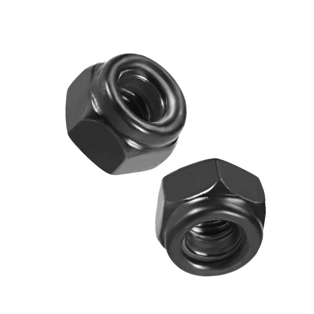 Boxonly Hex Lock Nuts for Automobile Construction Machinery Shipbuilding Nylon Insert Lock Nuts Carbon Steel Black Zinc Plated Anti-Loose Locknuts M3 x 0.5mm 50pcs