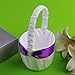 Topwedding Purple Bow White Satin Wedding Ring Bearer Pillow Flower Girl Basket Set