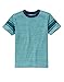 Gymboree Boys' Big Turq Slub Bluestripe Tee, Pool Blue, 8