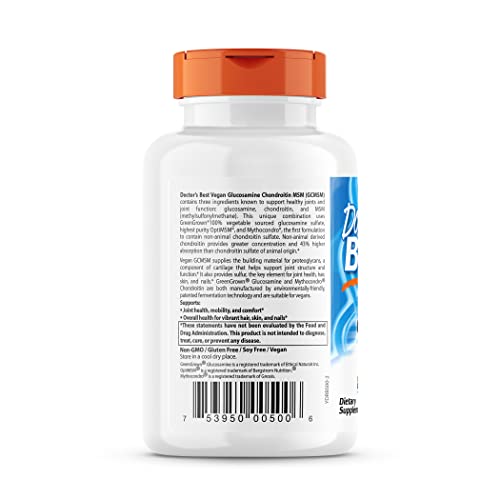 Doctor's Best Vegan Glucosamine Chondroitin MSM, Joint Health, Hair