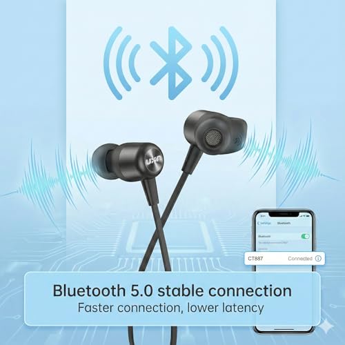 UXD Bluetooth Headphones, Wireless Bluetooth Headphones, Headphones with CVC 8.0 Built-in Microphone, 20 Hours Usage Time, IPX7 Waterproof, Sports Headphones, Running Headphones