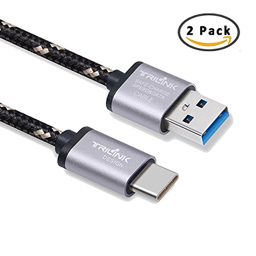 USB-C to USB 3.0 Cable, TriLink 2-Pack(3ft,5ft)Nylon Braided Type C Fast Charger Cord for Sumsung Galaxy Note 8 S8 Plus, Nexus 5X 6P, LG G6 V20 V30, OnePlus 5 3T, Google Pixel, Nintendo Switch(Gray)