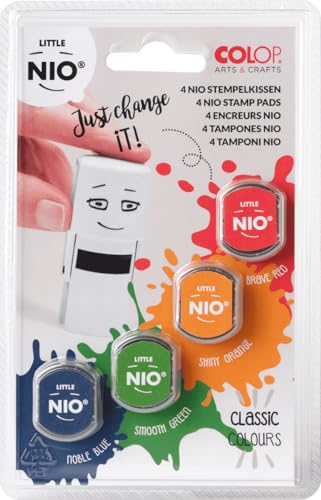 Little NIO Classic Ink Pads - Pack of 4 | NIL099 | Pack of 4 colours: Noble Blue, Smooth Green, Shiny Orange & Brave Red