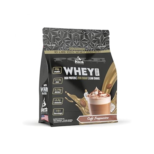 Pole Nutrition Whey Protein | Lean Muscle Shake | High Protein, Zero Sugar | (4535g) | Suppor Recovery & Muscle Growth (10 Lbs, CAFE FRAPPUCCINO)