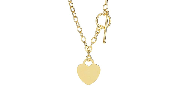 14k Yellow Gold Chain Oval Link Heart 