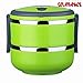 1.4 L Stacking Lunch Box- Food Containers,Two Tier Tiffin with Vacuum Seal Lid and Stainless Steel Interior Green