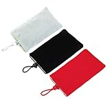 Bluecell 3 Pack of Black Gray Red Color Faux suede Carrying Bag/Sleeve for iPhone 4 4s 3gs 3g