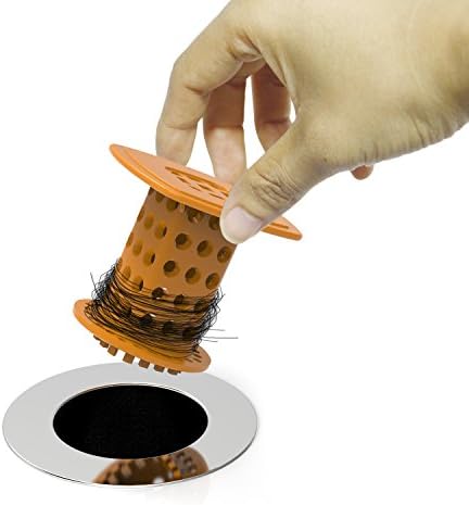 Hair Catcher Strainer Stopper Clogging Stand-Up Shower Stall Drain for Bathtub and Kitchen by Enalife(Orange)