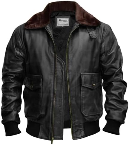 Mens G-1 Fur Collar US Navy Flight Distressed Brown Aviator