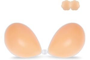 Niidor Adhesive Bra Strapless Sticky Invisible Push up Silicone Bra for Backless Dress with Nipple Covers