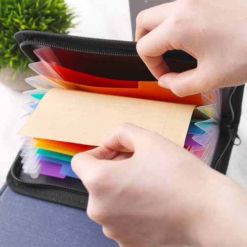Koogel Fächermappe A5, Fächermappe Datei Organizer mit Reißverschluss Ordnungsmappe 13 Fächern Dokumentenmappe für Schecks Rechnungen Quittungen Tickets