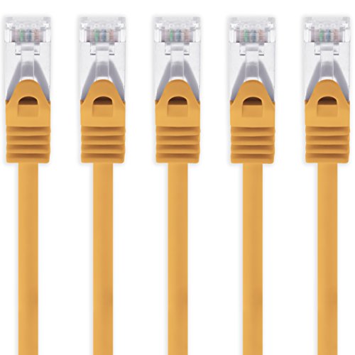 1aTTack.de 10m - orange - 5 Stück Cat7 Netzwerkkabel SFTP Patchkabel Lankabel Rohkabel 10GB/s - 500 Mhz konfektioniert mit 2 RJ45 Stecker Cat 6a