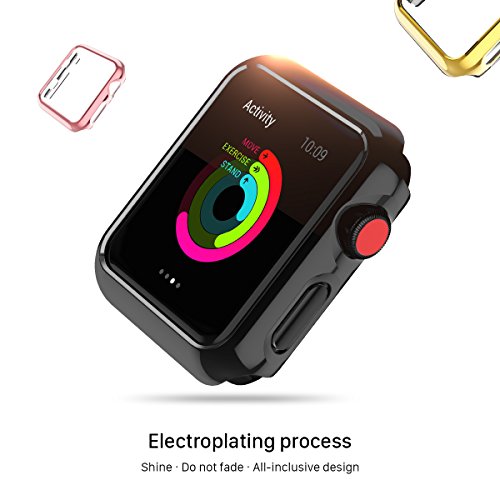 HOCO PC Protective Case for Apple Watch iWatch Series 2 / Series 3 Plating Cover Shell Bumper Case Black-42mm - Thumbnail 2