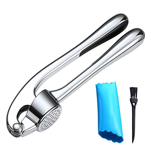 Garlic Press, KITHELP garlic Crusher With Silicone Roller Peeler - Professional Grade, Clean Brush, Dishwasher safe, Rust-proof, Stainless Steel Mincer - Thumbnail 7