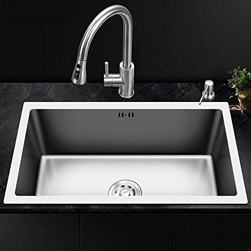 JYHW Edelstahl-Wannen-Einzel-Bad Manuell-Wannen-Küche Einbau-Under Counter-Becken Sink Sink 68 × 45cm (Size : A) – Bild 4