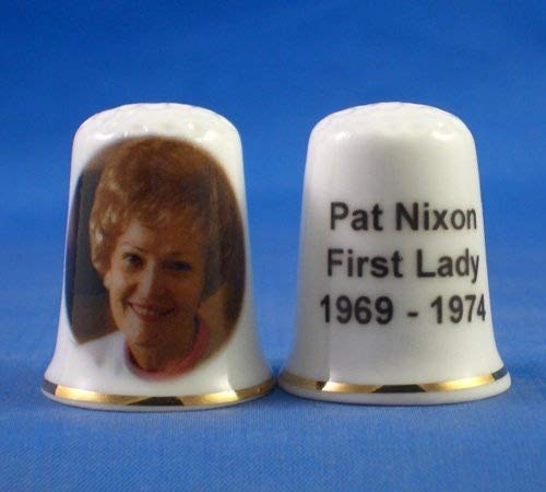 Porcelain China Collectable Thimble - First Lady Pat Nixon - Free Gift Box