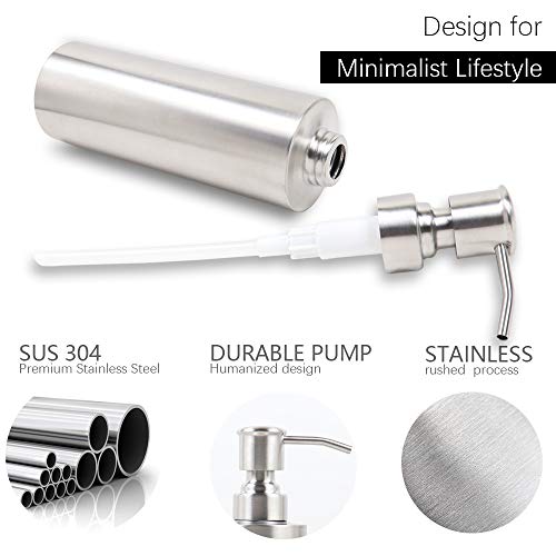 Hand Soap Dispenser, Dish Soap Dispenser, Large Capacity Stainless Liquid and Lotion Soap Dispenser for Essential Oils, Lotions, Liquid Soaps, Dishwashing, for Kitchen and Bathroom 12.5oz Soap Bottles