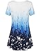 Lotusmile Summer Shirts for Women Loose, Short Sleeve Tops V Neck A Line Floral Printed Tunic Blouse L Dark Blue
