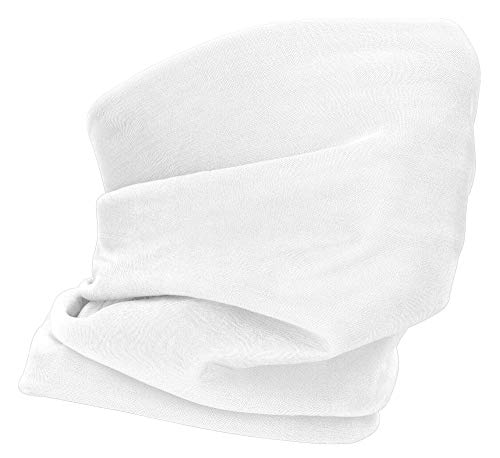 MKR Bandoozi Neck Warmer Lightweight Breathable Neck Tube Balaclava Multifunctional Scarf Snood Headband Face Mask (White)