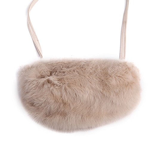 URSFUR Women Warm Hand Muff Genuine Rabbit Fur Bag Purse Winter Hand Warmer