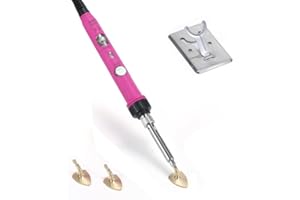 Arokimi Mini Iron, 80W Small Iron for Crafts Patches Shoes Hats, Adjustable Temperature, Easy to Use, with Replaceable Iron Tips (Hotpink)