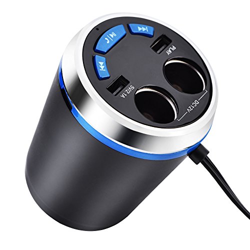 V BESTLIFE Car Fm Transmitter, FM Transmitter Bluetooth Car MP3 Player Radio Adapter Hands-Free Music Player Car Cigarette Lighter Socket Car Kit with Dual USB Port Charger - Thumbnail 5