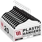 Mainetti 5400 Black Plastic Hangers - 20 Pack with 360 Swivel Metal Hook and Notches for Straps, Great for Shirts/Tops/Dresses/Jackets, 17-Inch