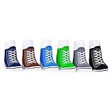 WADDLE Johnny Baby Sneaker Socks Favorite Shoe Slippers Cute Street Gym Shoes Newborn High-Tops Tennis Kicks No-Slip Grippers 0-12 Months 6 Pair Pack Boys Cozy Gift Set Soft Sole Crib Booties