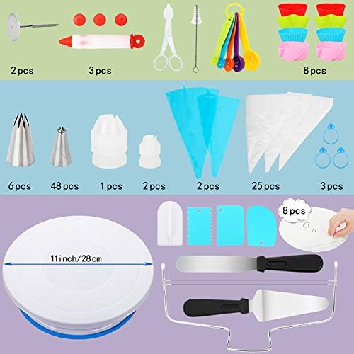 Popolic Plateau Tournant de Gâteau,Kit de Pâtisserie 120pcs Décoration Professionnel Ustensiles en Silicone, Outils Ustensiles de Pâtisserie Spatule Glaçage pour Cuisine Décoration de Gâteaux - Cuisine A Vivre Popolic Plateau Tournant de Gâteau,Kit de Pâtisserie 120pcs Décoration Professionnel Ustensiles en Silicone, Outils Ustensiles de Pâtisserie Spatule Glaçage pour Cuisine Décoration de Gâteaux