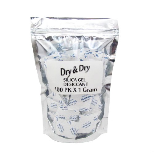 1gm Pack of 100 "Dry&Dry" Silica Gel Packets Desiccant Dehumidifier