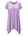 WT1110 Womens Short Sleeve Side Panel Loose Fit Tunic Top S Lilac