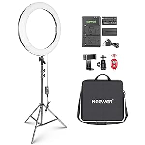 NEEWER 20″ LED Ring Light Kit for Makeup YouTube TikTok Video Blogger Salon, Adjustable Color Temperature with Battery/DC Power Option, USB Battery Charger, AC Adapter, Phone Clamp and Stand