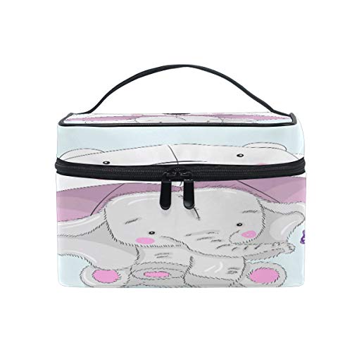 Xling Makeup Bag Cute Animal Elephant Umbrella Cosmetic Case Travel Portable Carry Cosmetic Brush Box Organizer Storage for Girls Women - Thumbnail 5