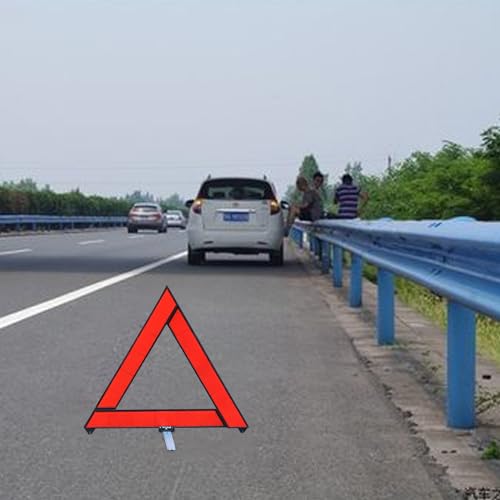 Houkary 3 in1 Yellow Triangle and Vest for Car Foldable Warning Triangle Kit and Yellow Vest High Reflectivity Triangle Car Kit for Cars Complies with European ECE Standards