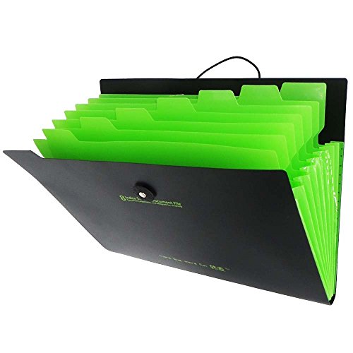 8 Index Simple Document File Folder, Barisc Expandable Portable Wallet Concertina Accordion File Organizer for A4 and Letter Size (Black) - Thumbnail 5