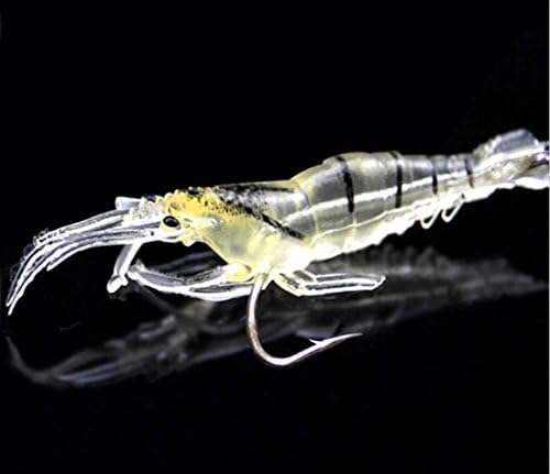 YYG Artificial Silicone Soft Bait Set, Luminous 3D Shrimp Fishing Lure with Hook Fishing Tackle, Freshwater/ Saltwater, Variety of fish like Trout Bass Salmon （10pcs/lot 5cm 5g）