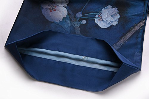 Old-to-new Women's Long Lightweight Elegant Kimono Robe Silk Bathrobe Dressing Gown with Fur- Watercolor Floral - Thumbnail 4