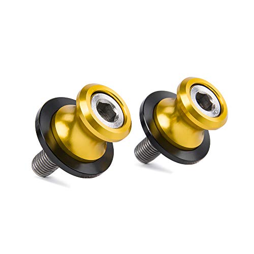 XX eCommerce Motorcycle Motorbike 1 Pair Swingarm Swing arm 6mm Slider Spool Stand Screw Stud Bolt Nut Kit for Yamaha R1 R3 FZ MT 07 09 Aprilia (Gold) - Thumbnail 3