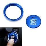 iJDMTOY 2pc Set Blue Aluminum Keyless Engine Push Start Button & Surrounding Decoration Ring Compatible With Mazda 3 6 CX-3 CX-5 CX-9 MX-5 w/Push Start Engine Feature
