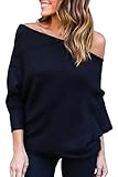 Mulisky Womens Sexy Off Shoulder Batwing Long Sleeve Ribbed Sweater Pullover Top